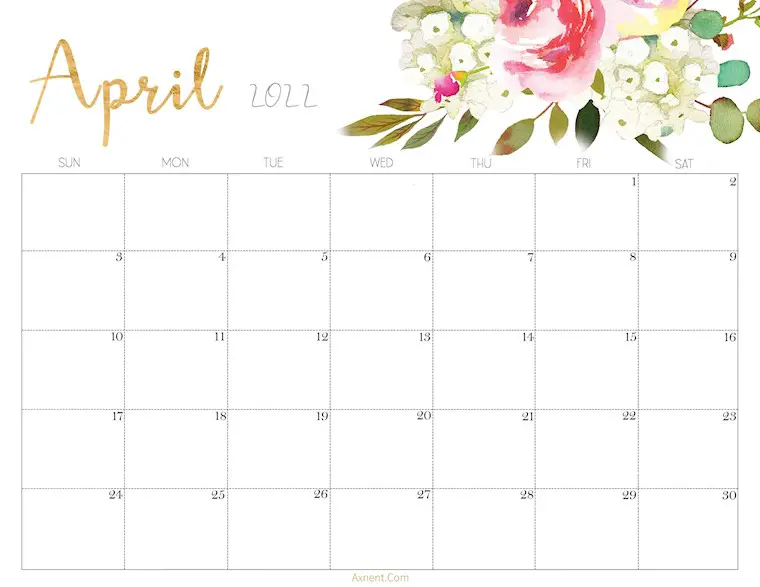 floral cute april 2022 calendar