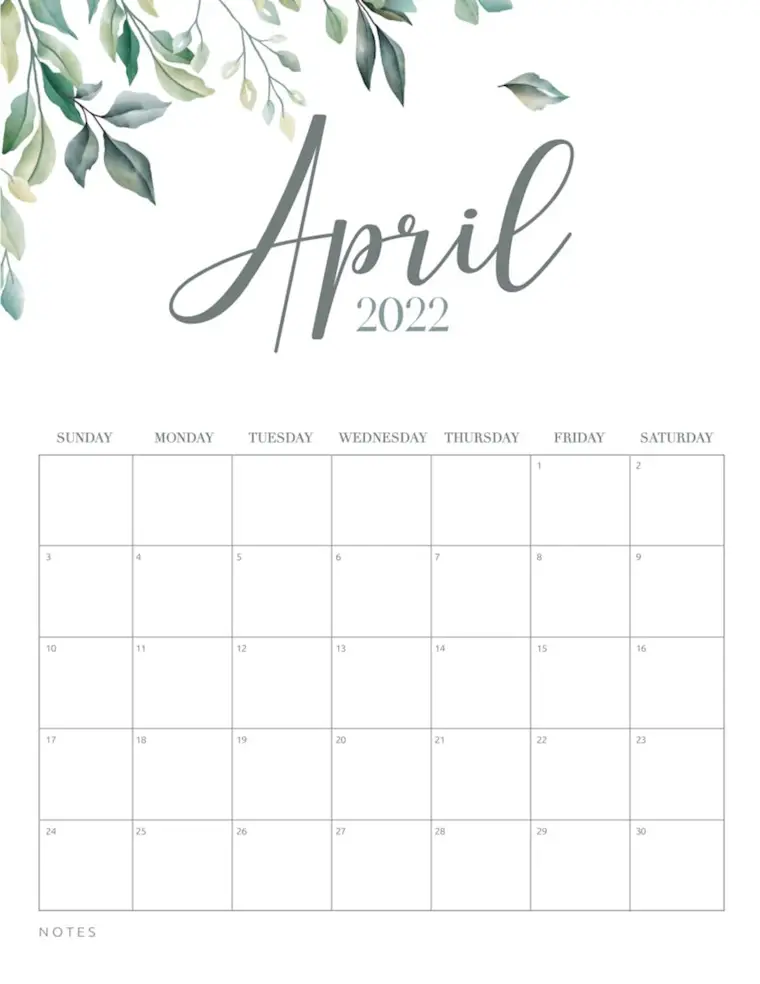 free printable april 2022 calendars