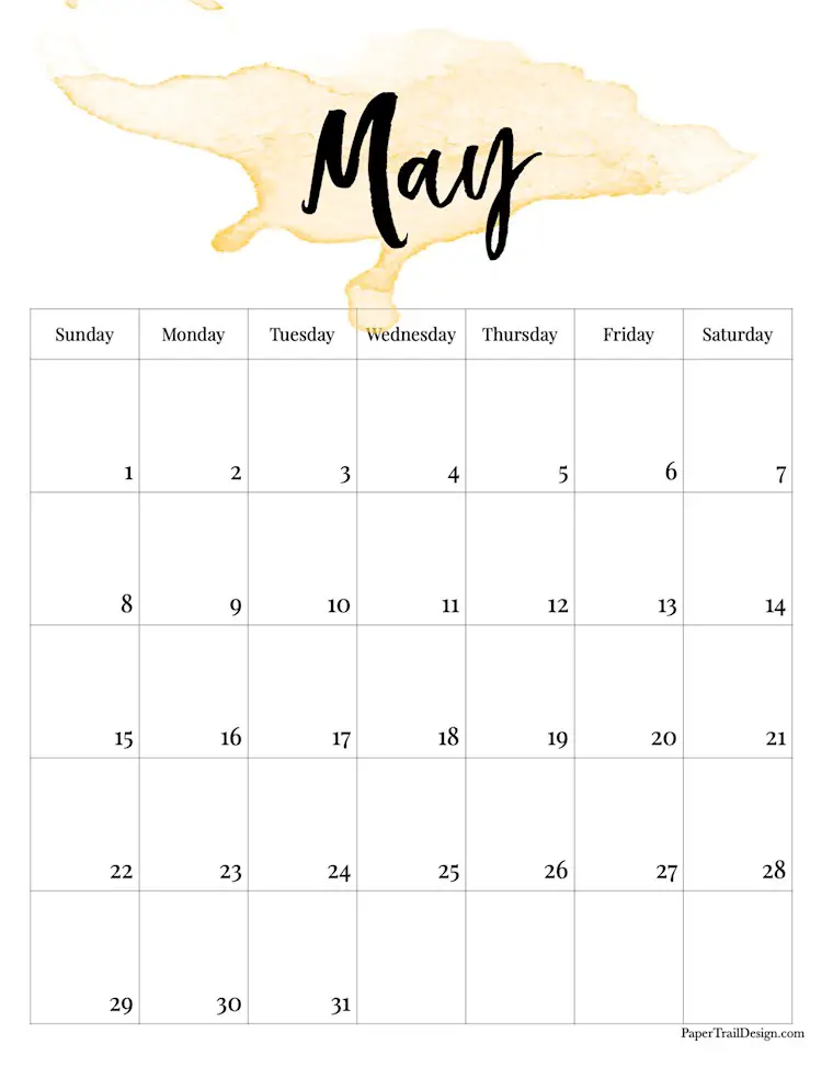 may 2022 watercolor calendar