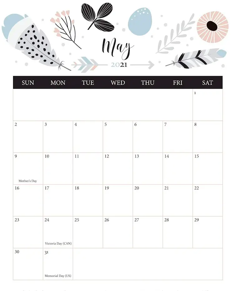 print monthly blank calendar may 2021 printable template pdf word excel