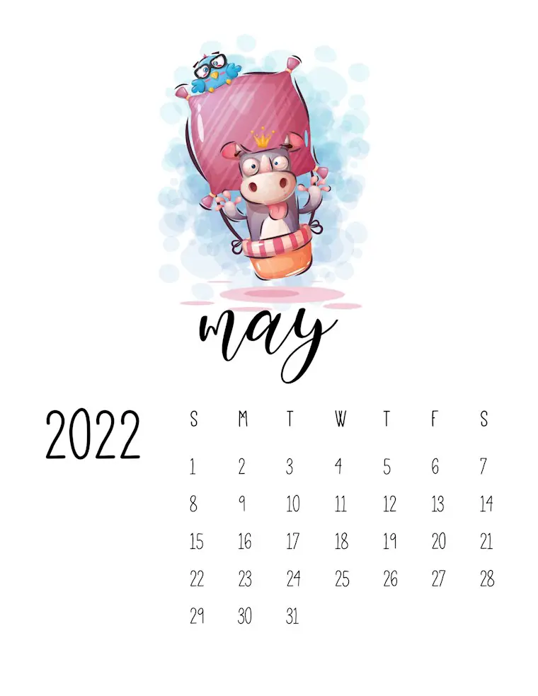 printable calendar for kids may scaled
