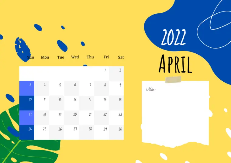 april calendar 2022 stand with ukraine