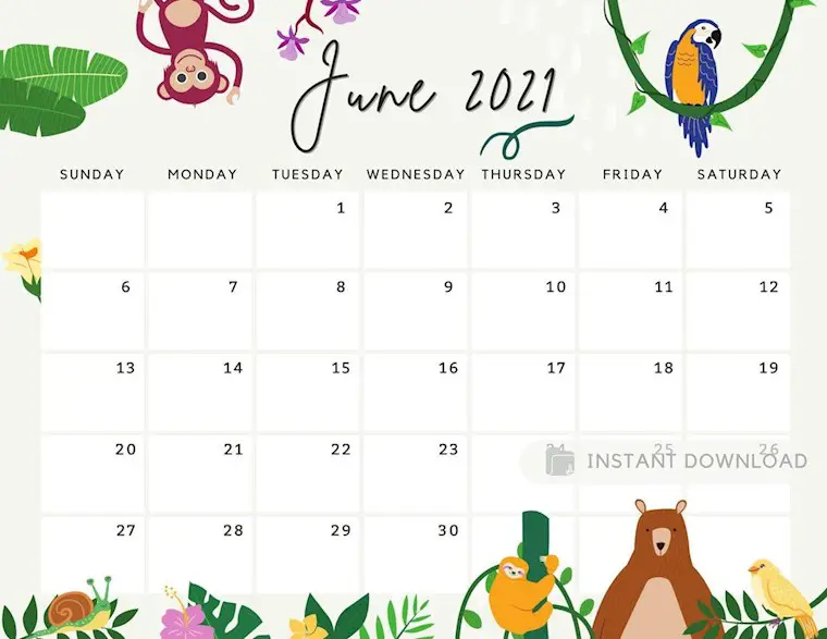 cute printable june 2022 calendar