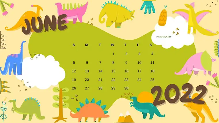 june 2022 calendar backgrounds dinosaur 1