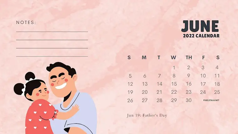 june 2022 calendar backgrounds pink fathers day 1