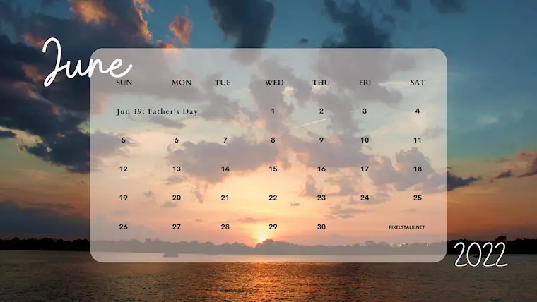 june 2022 calendar backgrounds sunset