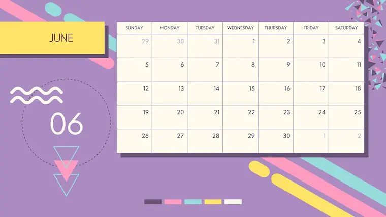 purple june calendar 2022 printable