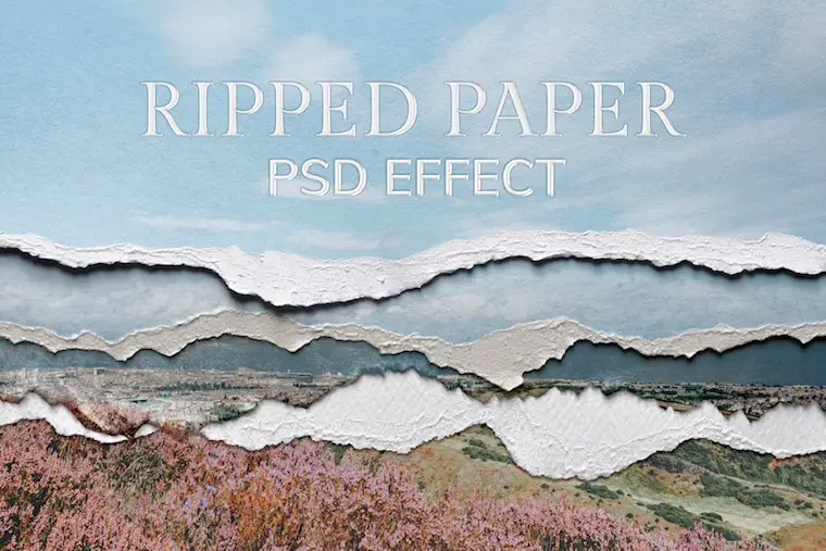 ripped paper psd texture effect