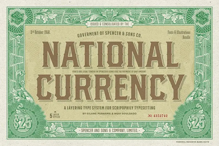 ss national currency font bundle