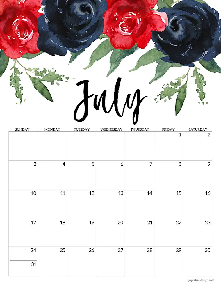 july 2022 calendar floral new