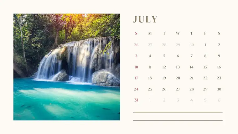 photo july calendar 2022 printable