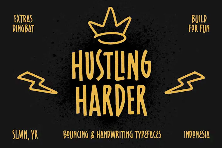 hustling harder bouncing font