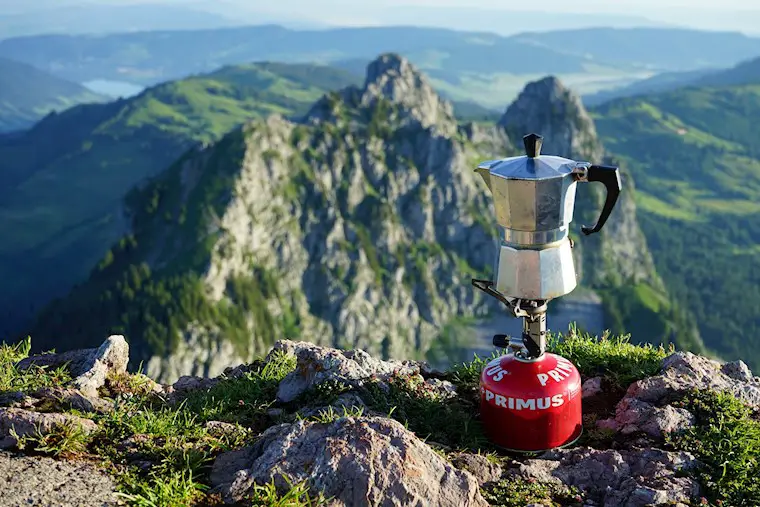 coffee maker in the mountains wallpaper
