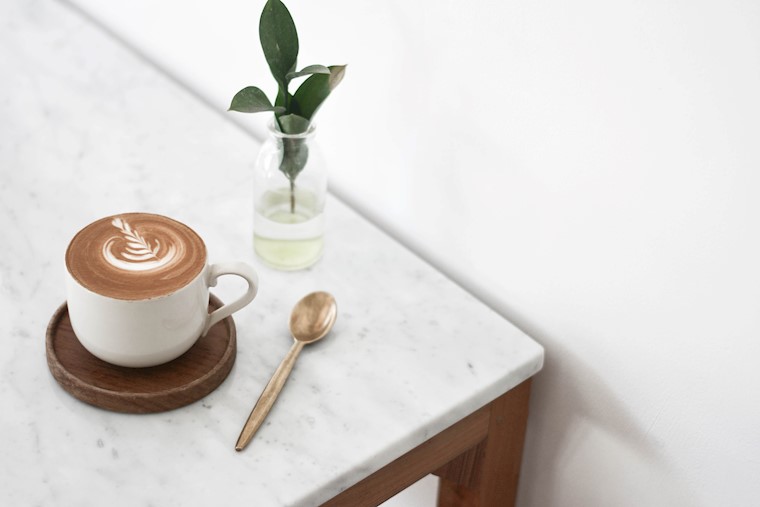 coffee on marble table background