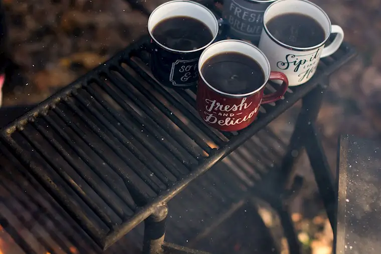 cups of coffee in nature aesthetics background