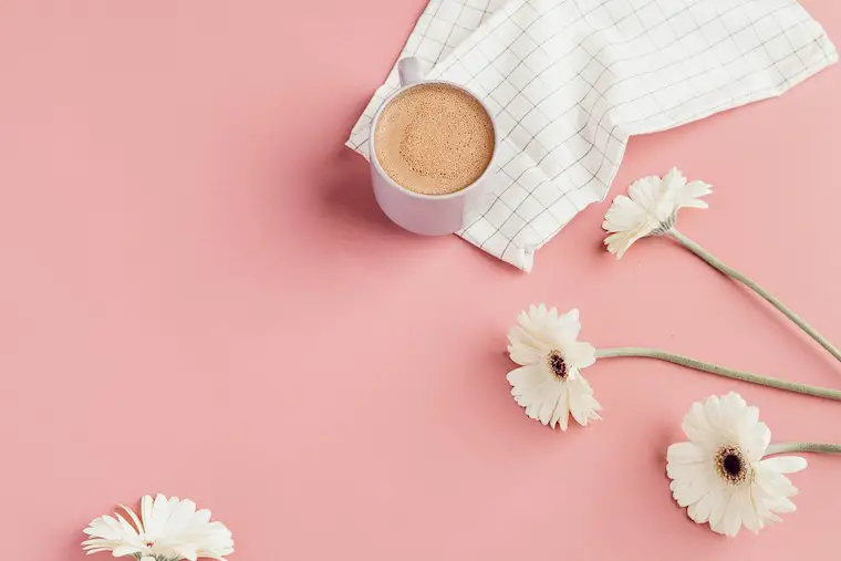 daisies and coffee background