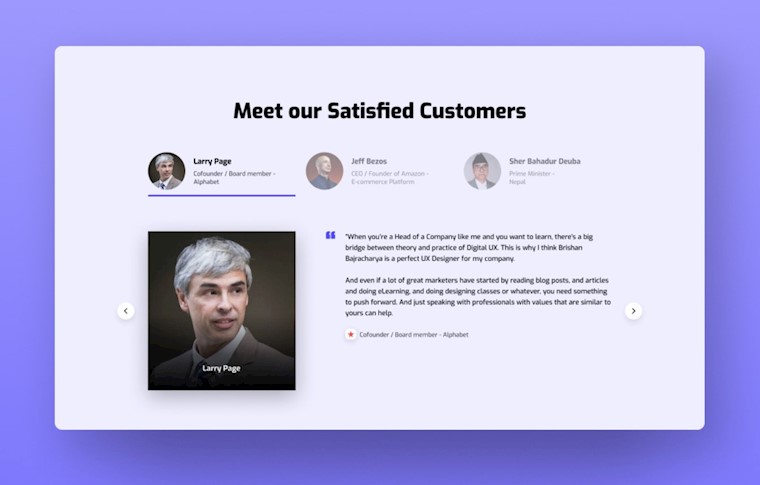 testimonial section web ui concept