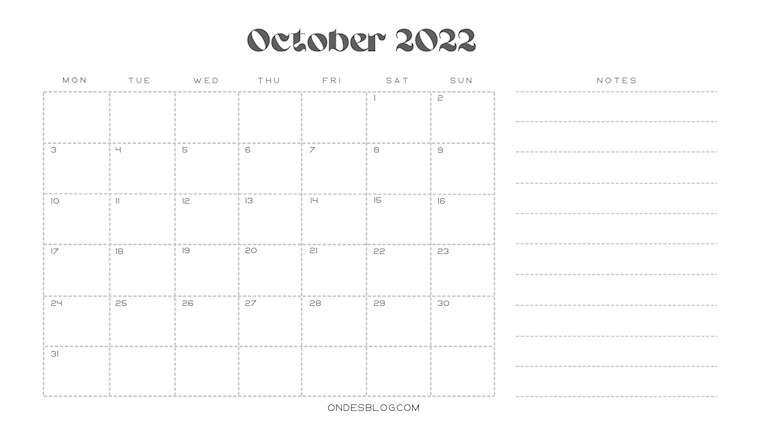 black and white minimalist october 2022 printable calendar 2