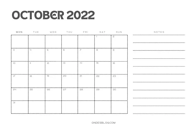 black and white minimalist october 2022 printable calendar cute basic