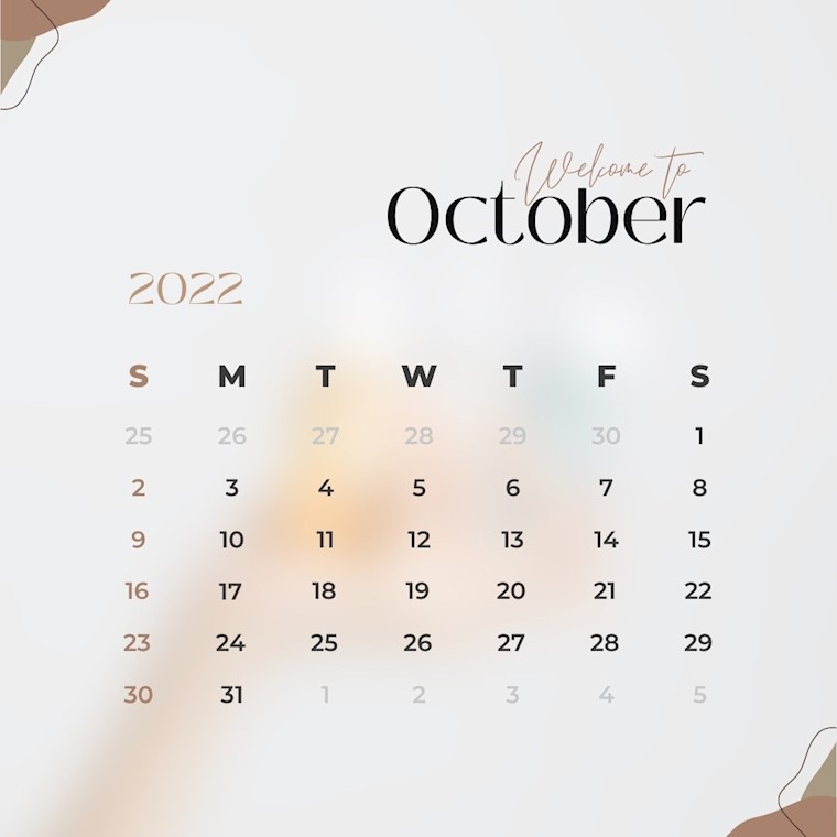 creative abstract beige brown october 2022 calendar minimal instagram post