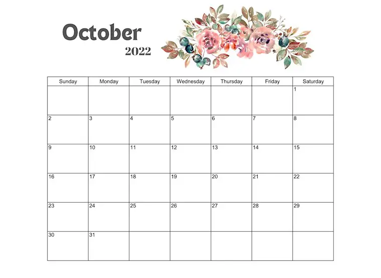 21 Free Cute October Calendars 2022 To Download - Onedesblog