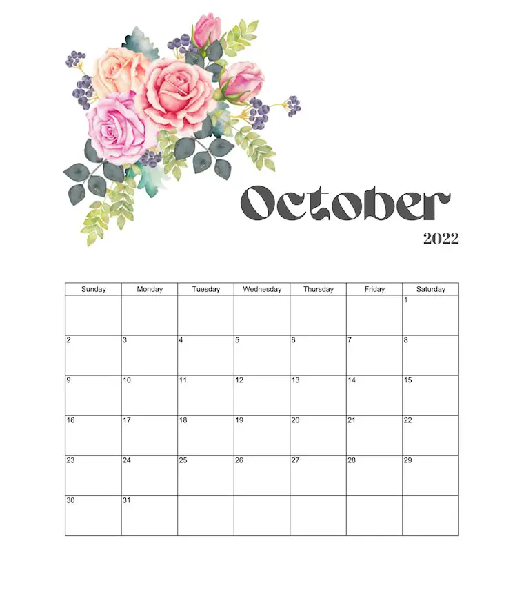 21 Free Cute October Calendars 2022 to Download - Onedesblog