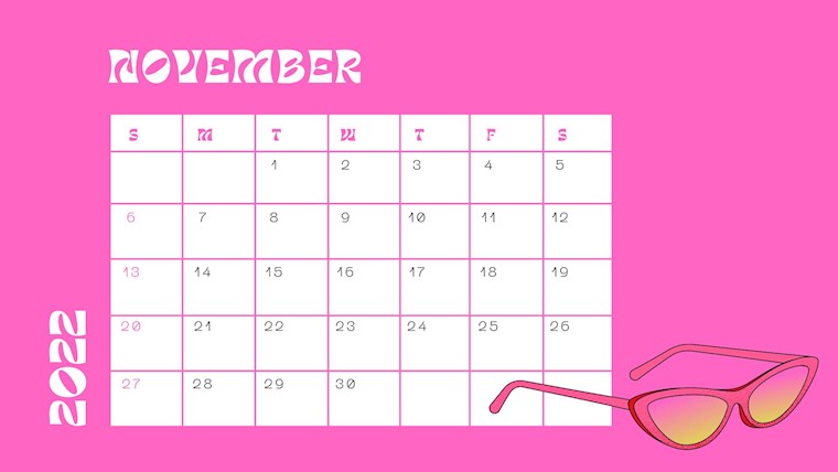 barbie pink november calendar