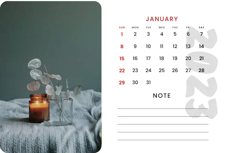 cute home calendar january 2023