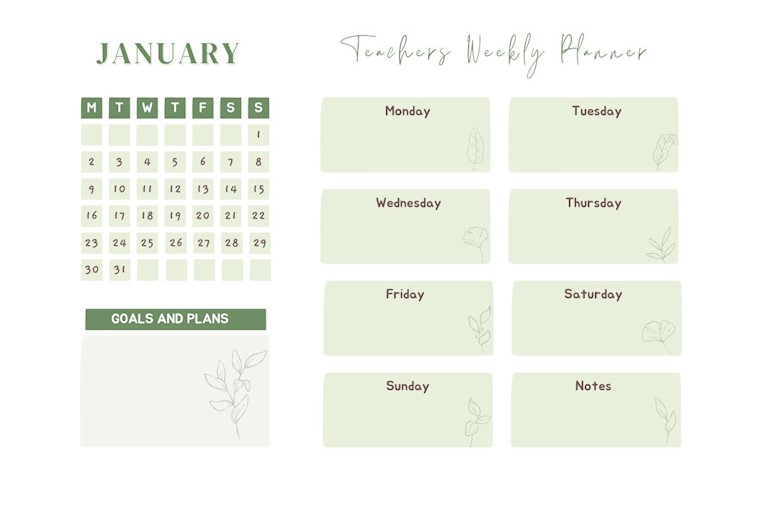 cute january 2023 planer calendar