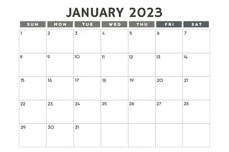 cute minimalist january 2023 calendar