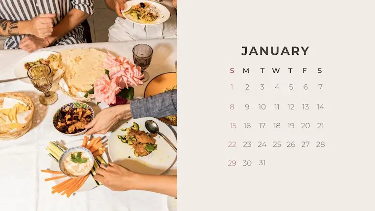 ivory minimalist photo January calendars 2023