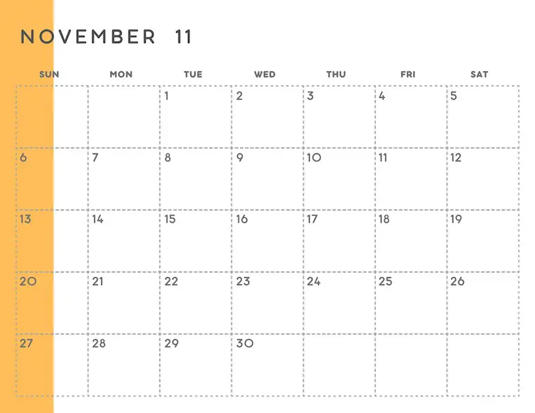 minimalist orange monthly printable calendar