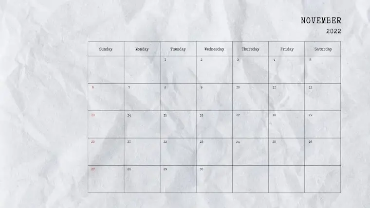 paper texture aesthetic november calendar