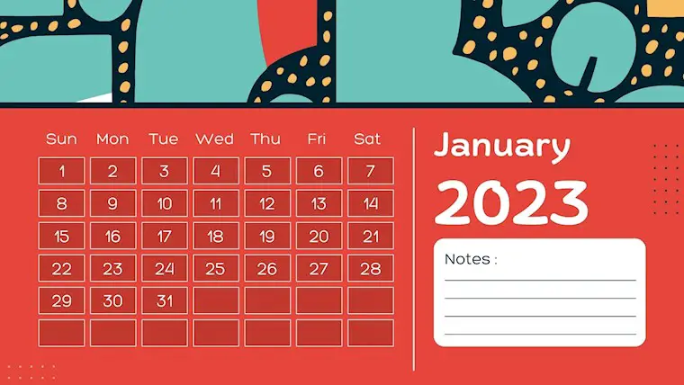 red minimal botanical january 2023 calendar