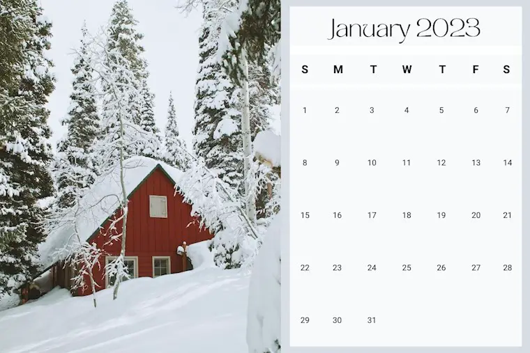 snowing january 2023 calendar