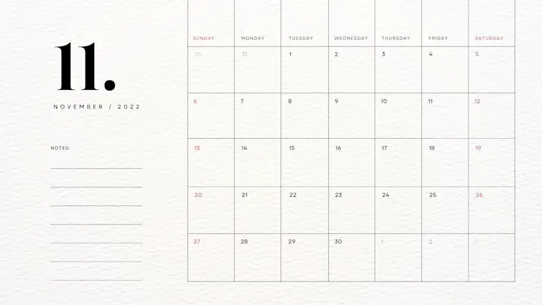 stylish minimalist monthly calendar