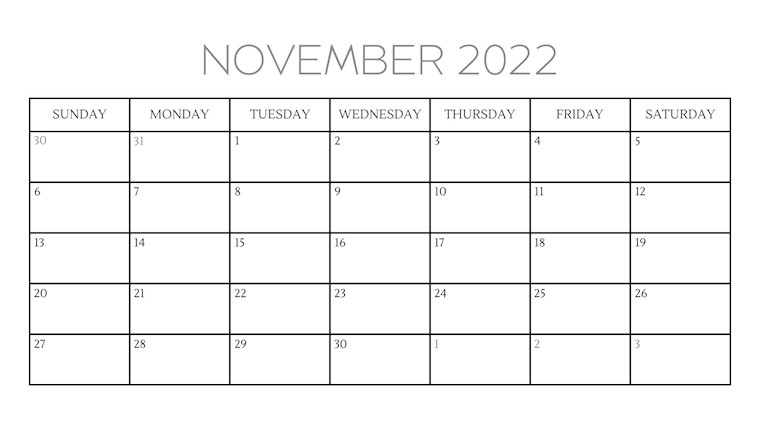 white simple monthly calendar