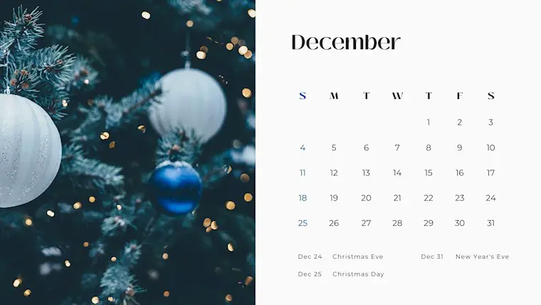 christmas mood December calendar