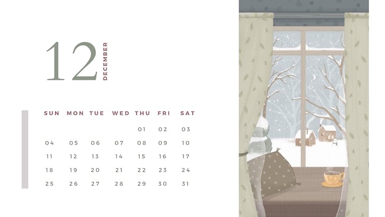 cozy beige december calendar