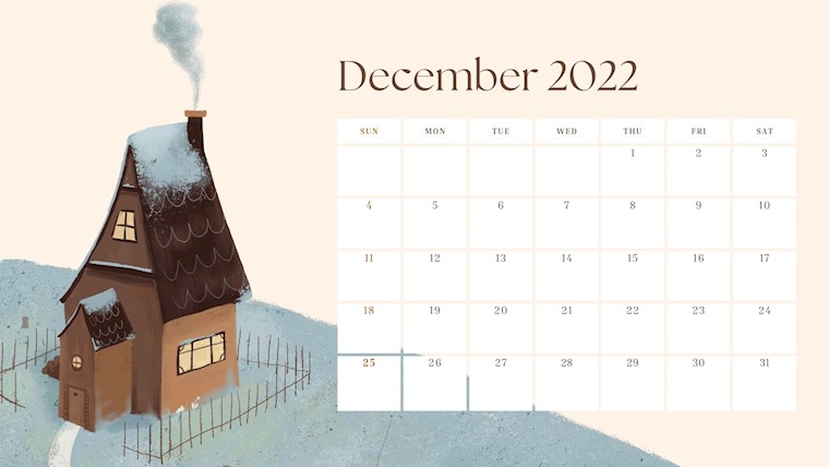 cute calendar with a painted house