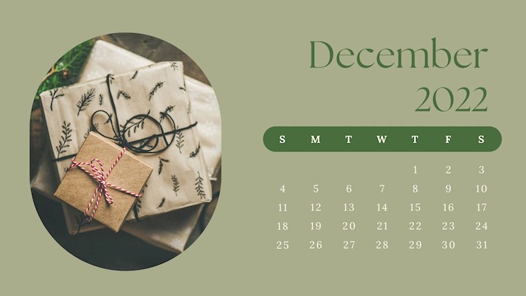 green calendar december 2022