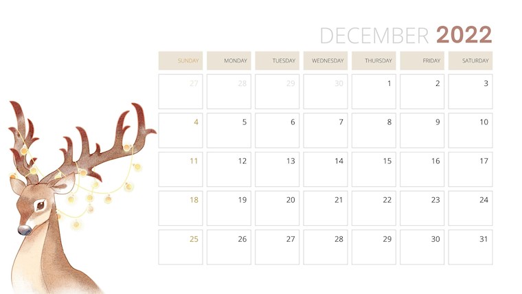 planner with cute deer and garland dec2022