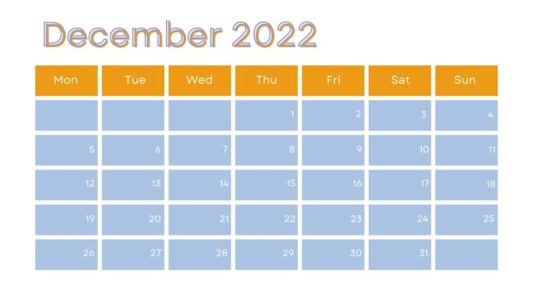 simple blue and orange calendar