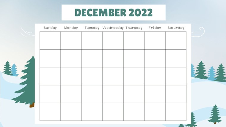 snow calendar december 2022