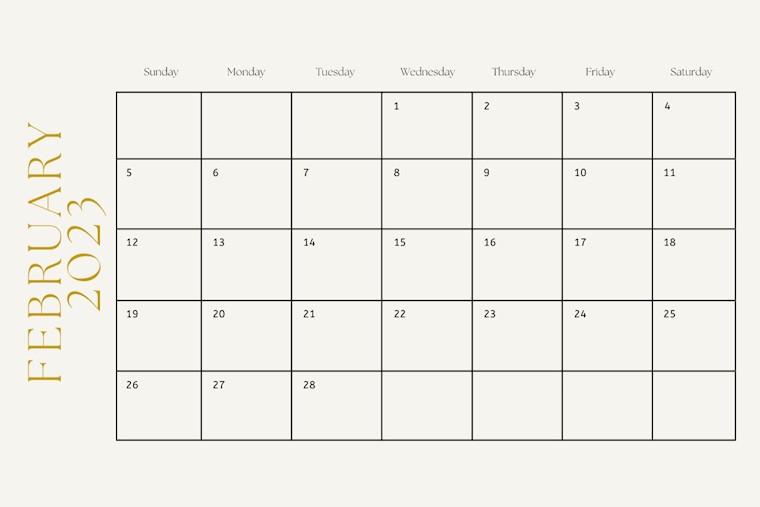 beige minimalist february 2023 calendar