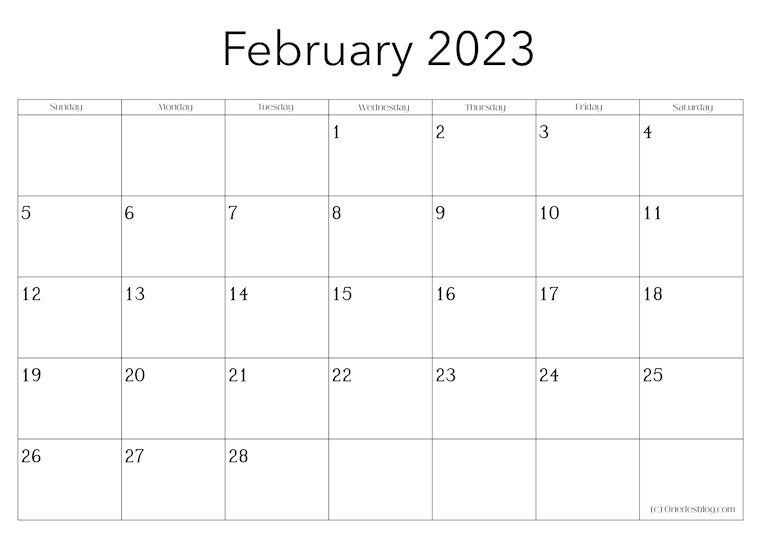 best printable elegant february calendar 2023