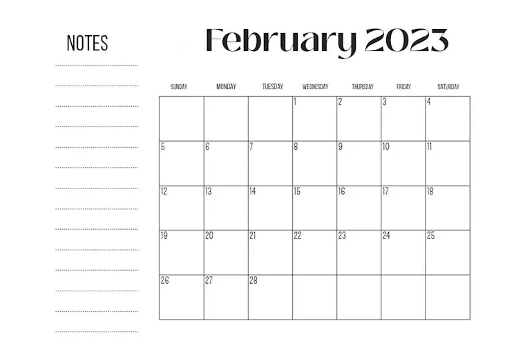 blank february bebas printable 2023 clean