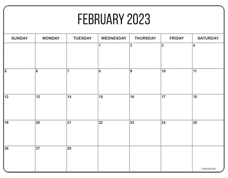 29 Free Printable February 2023 Calendars to Download - Onedesblog