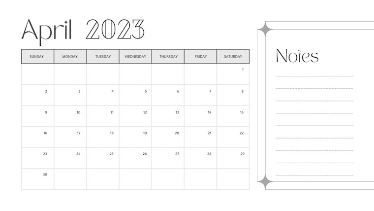 blank simple april 2023 calendar