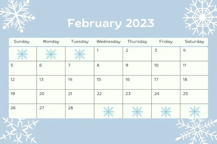 blue white creative organic february 2023 calendar